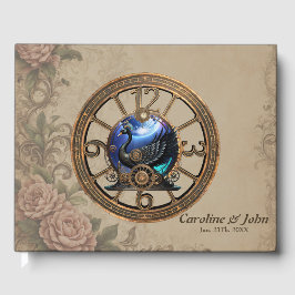 Svart steampunk svan med klockor och växlar. gästböcker