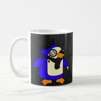 Svart sten för penguin i tecknad kaffemugg
