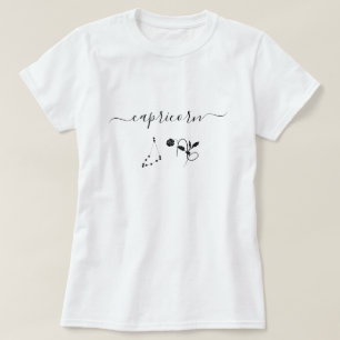 Svart Stenbocken stjärntecken blom Minimalistiskt T Shirt