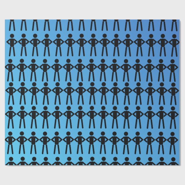 Svart Stick Manar Wrapping Papper Presentpapper (Platt)