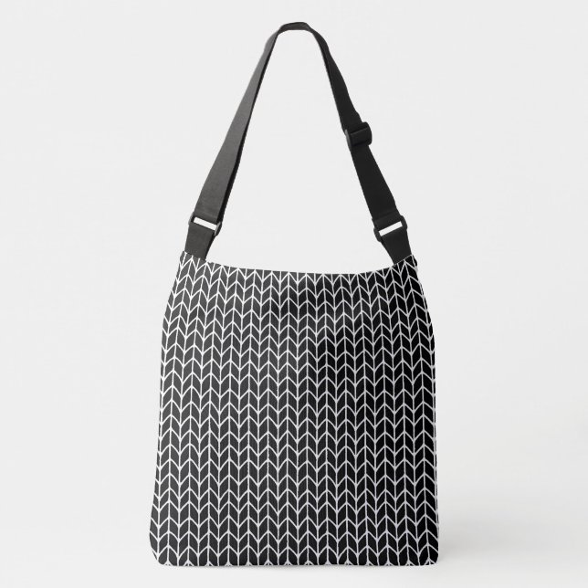 SVART STICKAD Crossbody-väska Axelväska (Framsida)