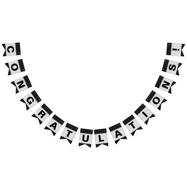 Svart stift rand med silver grattis vimplar (Alla)