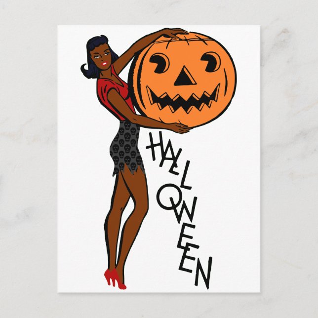 svart stift upp halloween vykort (Framsida)