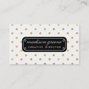 Svart stilfull chic & beställnings- guld- polka visitkort