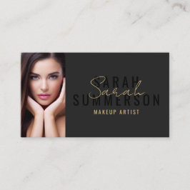 Svart Stilfull Makeup Artist Skönhetssalong Foto Visitkort