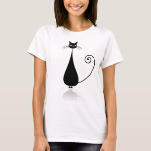 Svart, stiliserad katt T-Shirt