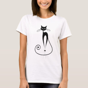 Svart, stiliserad katt T-Shirt