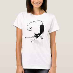 Svart, stiliserad katt T-Shirt