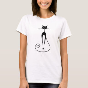 Svart, stiliserad katt T-Shirt