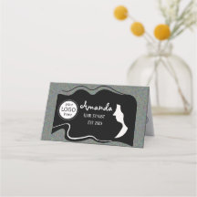 Svart, stilist, låglönekort med lång lucka