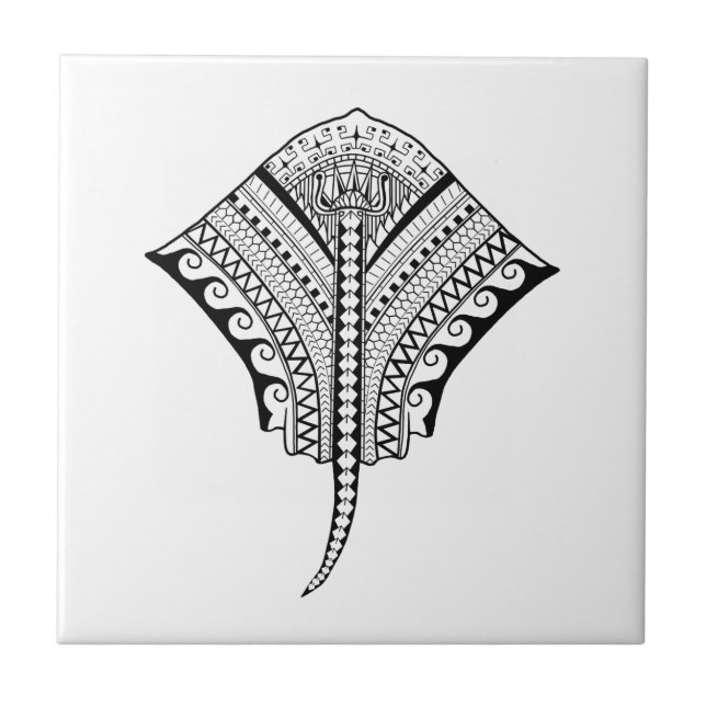 Svart stingray Manta Ray Kakelplatta (Framsidan)