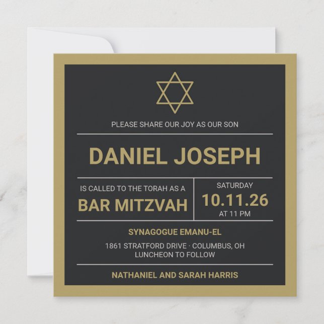 Svart stjärna i Pub Mitzvah-inbjudan Inbjudningar (Framsida)