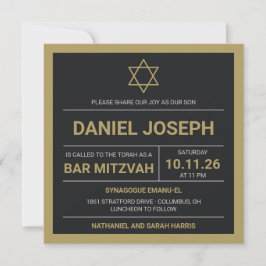 Svart stjärna i Pub Mitzvah-inbjudan Inbjudningar