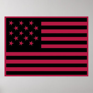 Svart stjärnbeprydd banner Amerika flagga Poster