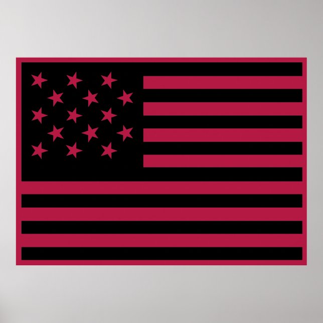 Svart stjärnbeprydd banner Amerika flagga Poster (Framsidan)