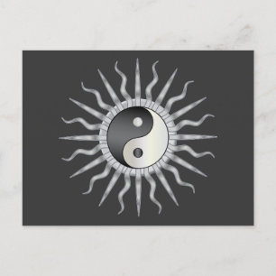 Svart Stjärnexplosion Yin Yang Vykort