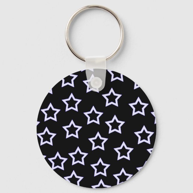 Svart stjärnor Keychain Nyckelring (Framsida)