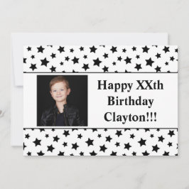 Svart stjärnor med Födelsedagsfesten Message Photo Inbjudningar