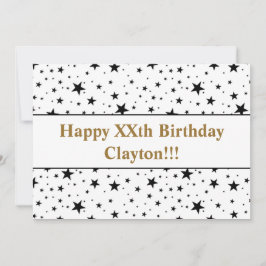 Svart stjärnor med meddelandefödelsedag inbjudningar