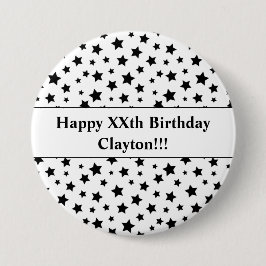 Svart stjärnor med meddelandefödelsedagsknapp knapp