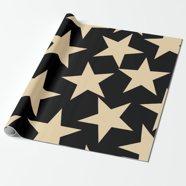 Svart stjärnor Papper för Elegant Gift-figursättni Presentpapper (Utrullad)