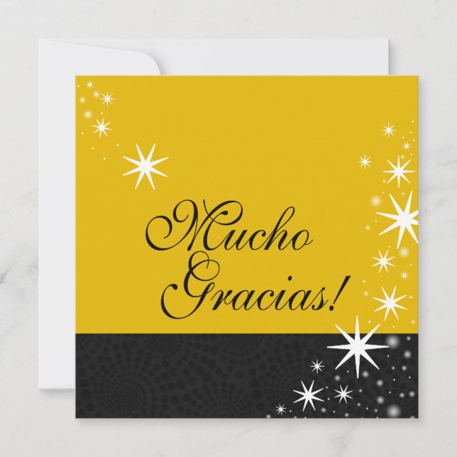 Svart stjärnor Quinceañera Mucho Gracias noterar Tack Kort (Framsida)