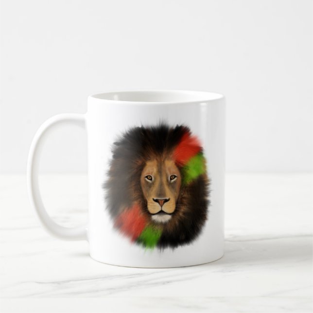 svart stolthet lejon röd grön enhet djungel katt k kaffemugg (Vänster)