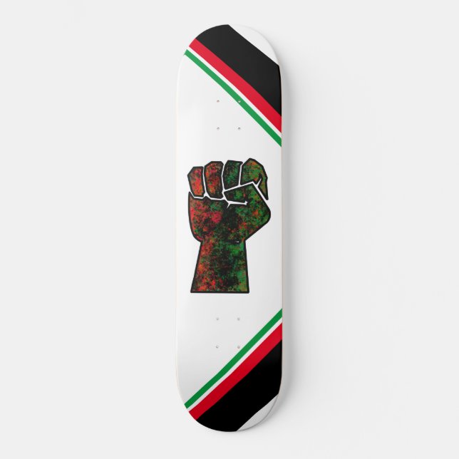 svart stolthet röd grön näve panafrikanska flaggan mini skateboard bräda 18,5 cm (Framsida)