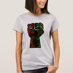 svart stolthet röd grön näve panafrikanska flaggan t shirt