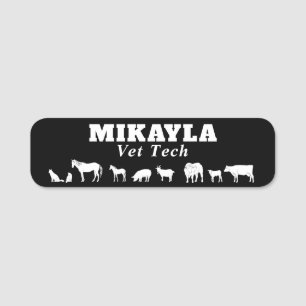 Svart stor och liten veterinär namnbricka