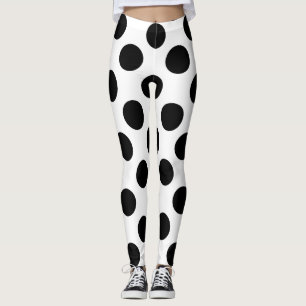 Svart stort polka dotsmönster leggings