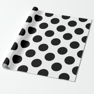 Svart stort polka dotsmönster presentpapper
