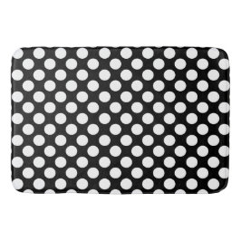 Svart: Stort vitt prickmönster Badrumsmatta