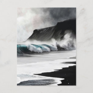 Svart strand vinkara helg vykort