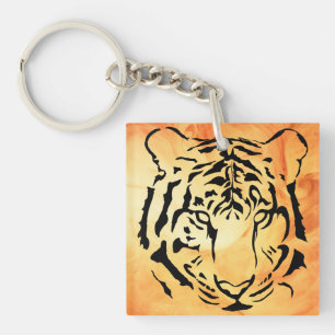 Svart, strimlad tigger på Orangen Fiery