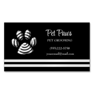 Svart, stripe, Tass Pet Grooming Service Busine Magnetiska Visitkort