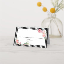 Svart strippad Blommigt