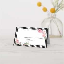 Svart strippad Blommigt Placeringskort