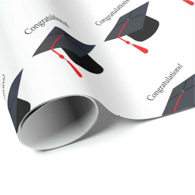 Svart Studentmössa - Grattisar - figursättning Presentpapper (Rullad Hörn)