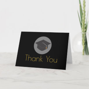 Svart Studentmössa Guld Lettering Tack Kort