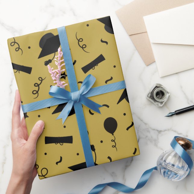 Svart Studentmössa, omslagning Papper Presentpapper (Gifting)