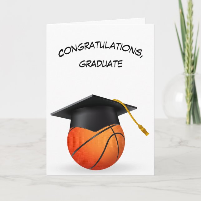 Svart Studentmössa på en basket Kort (Framsida)