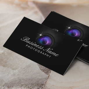 Svart studio för kameraLens fotografi Visitkort