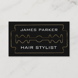 Svart stylist för rakbladbarberarehår visitkort