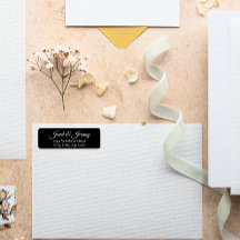 Svart Stylized Namn Bröllop Returadress