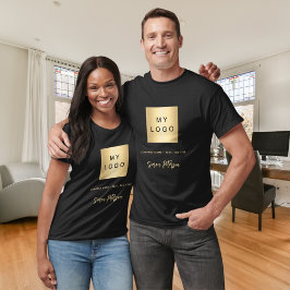Svart support för lokal logotyp namnteckning sloga t shirt
