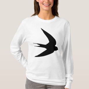 Svart svala i flygfågeltryck t shirt