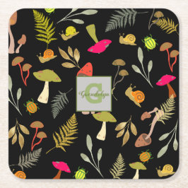 Svart svamp, botaniskt Pappert Underlägg Papper Kvadrat