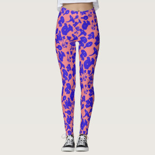 Svart svamp mönster 01blue Rosa BG Leggings