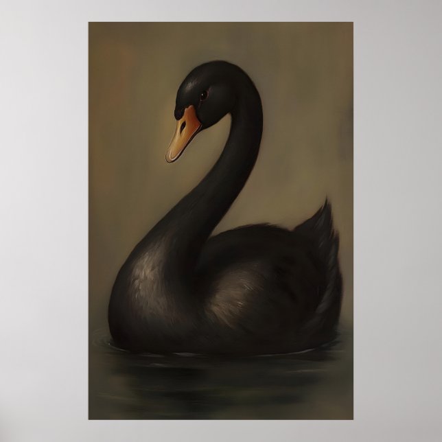 Svart svan gotiskt konsttryck Mörk akademi hem 1 Poster (Framsidan)